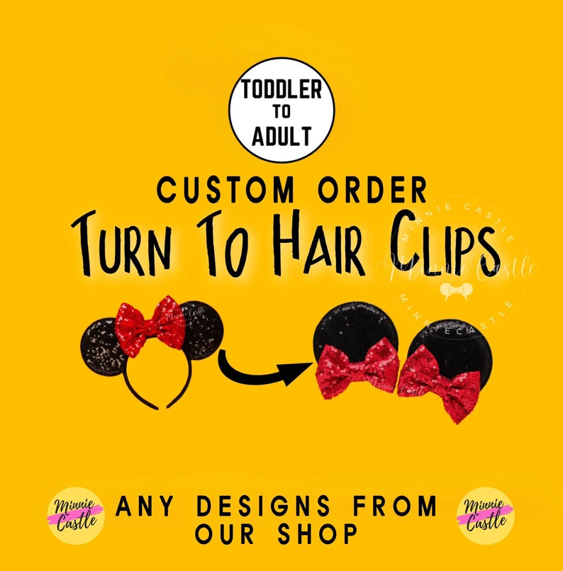 Mickey Ears, Custom Mickey Ears Hair Clips, Baby Toddler Minnie Ears, Minnie Ears Hair Clips, Mou... | Etsy (Global)