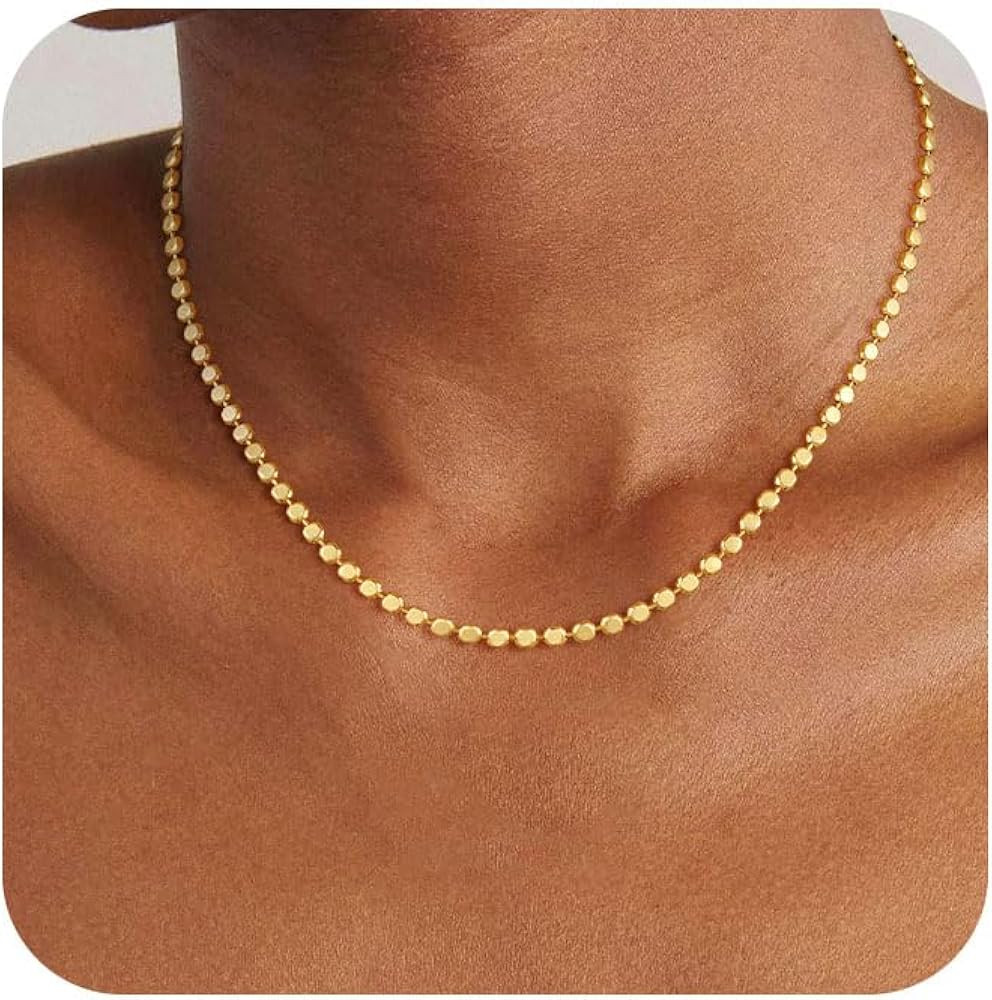 Hothty Gold Layered Charm Necklaces for Women, Dainty Stackable Simple Waterproof Choker Necklace... | Amazon (US)
