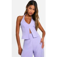 Womens Plunge Front Open Back Fitted Waistcoat - Purple - 8, Purple | Boohoo.com (UK & IE)