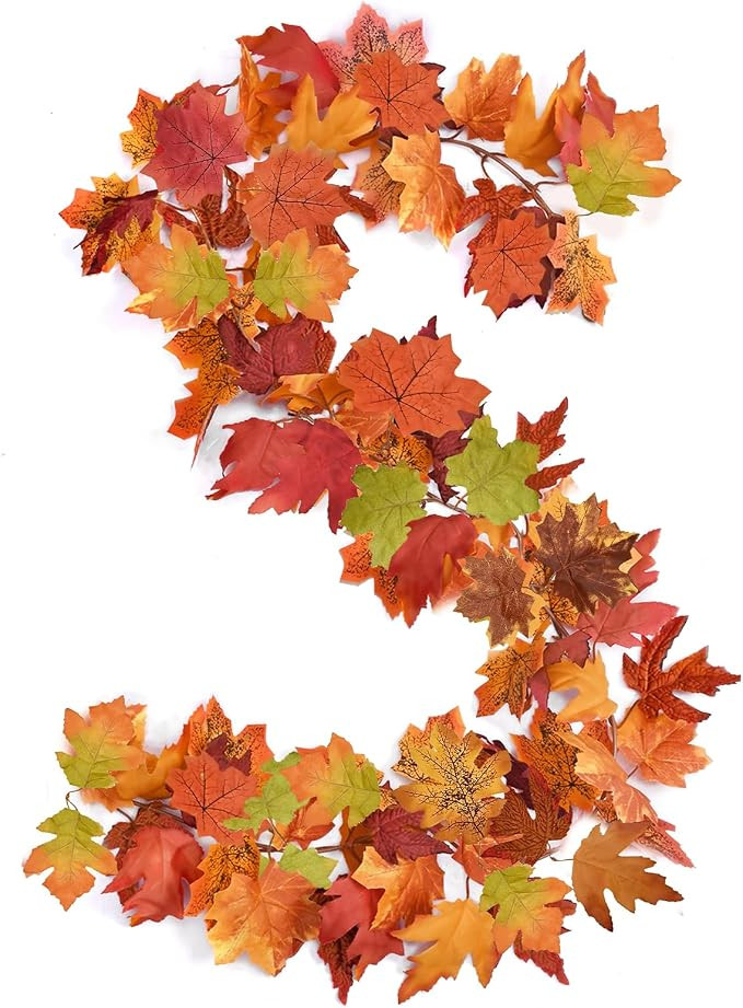 1 Pcs Fall Leaves Garland, 5.7 FT Fall Garland for Mantle Table, Pumpkin Garlands for Centerpiece... | Amazon (US)