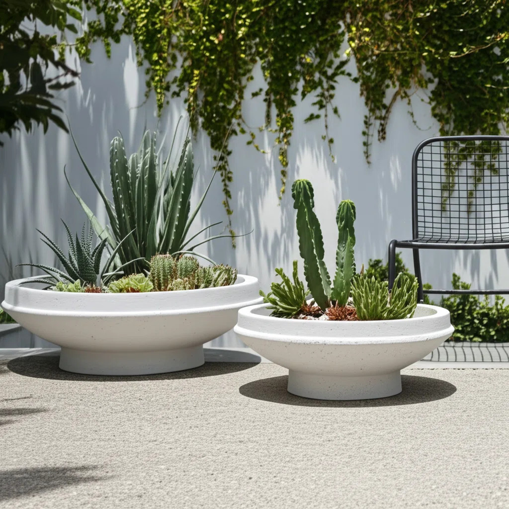 Fiberglass Resin Cement Pottery Planters With Elevated Bowl Design And Durable Composite Construc... | Wayfair North America