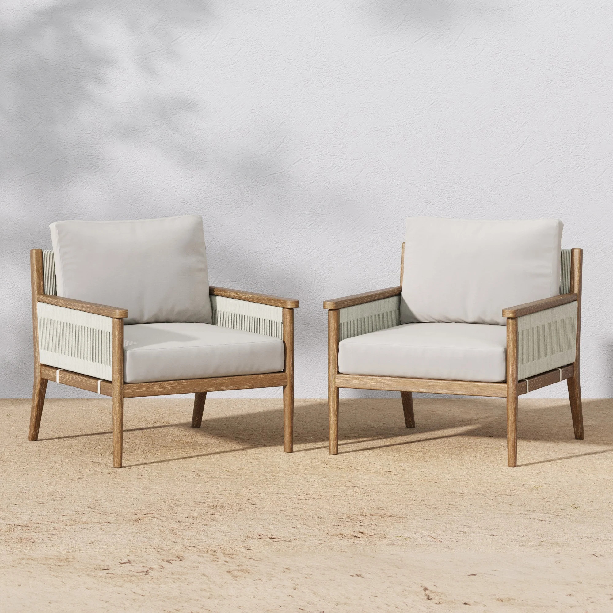Set of 2 Rope Outdoor Patio Arm Chairs | Nathan James
