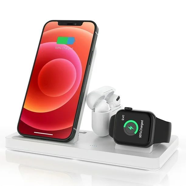 Wireless Charger, 4 in 1 Fast Wireless Charging Station Compatible with Apple Watch Airpods Pro i... | Walmart (US)