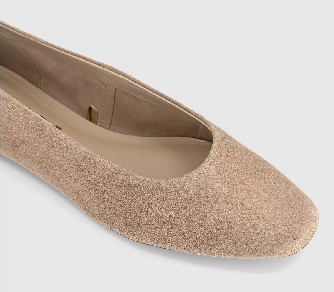 OFFICE Fairytale Suede Ballerina Pumps Taupe Suede - Flat Shoes for Women | Office Shoes (UK)