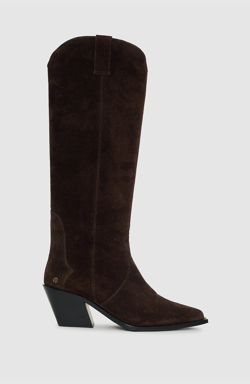 ANINE BING Tania Tall Suede Boots in Dark Brown Suede at Nordstrom, Size 38 | Nordstrom