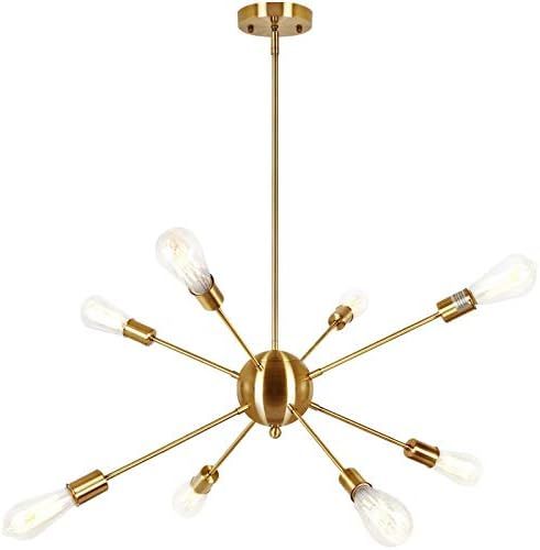 T&A Sputnik Chandelier Modern 8 Lights Brass Pendant Lighting Light Gold Mid Century Ceiling Ligh... | Amazon (US)