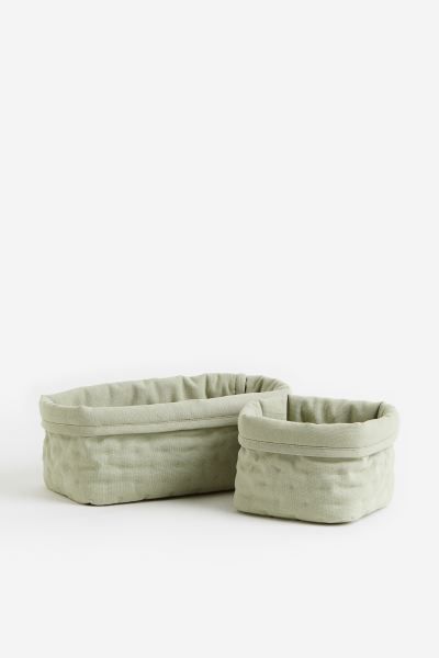 2-pack Quilted Storage Baskets - Sage green - Home All | H&M US | H&M (US + CA)