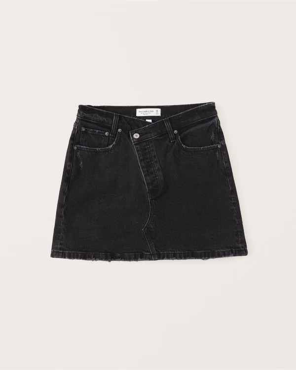 Women's Curve Love Crossover Waistband Denim Mini Skirt | Women's New Arrivals | Abercrombie.com | Abercrombie & Fitch (US)