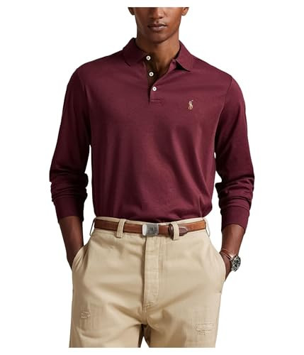 POLO RALPH LAUREN Mens Classic Fit Soft Cotton Polo Shirt Spring Wine Heather Small | Amazon (US)