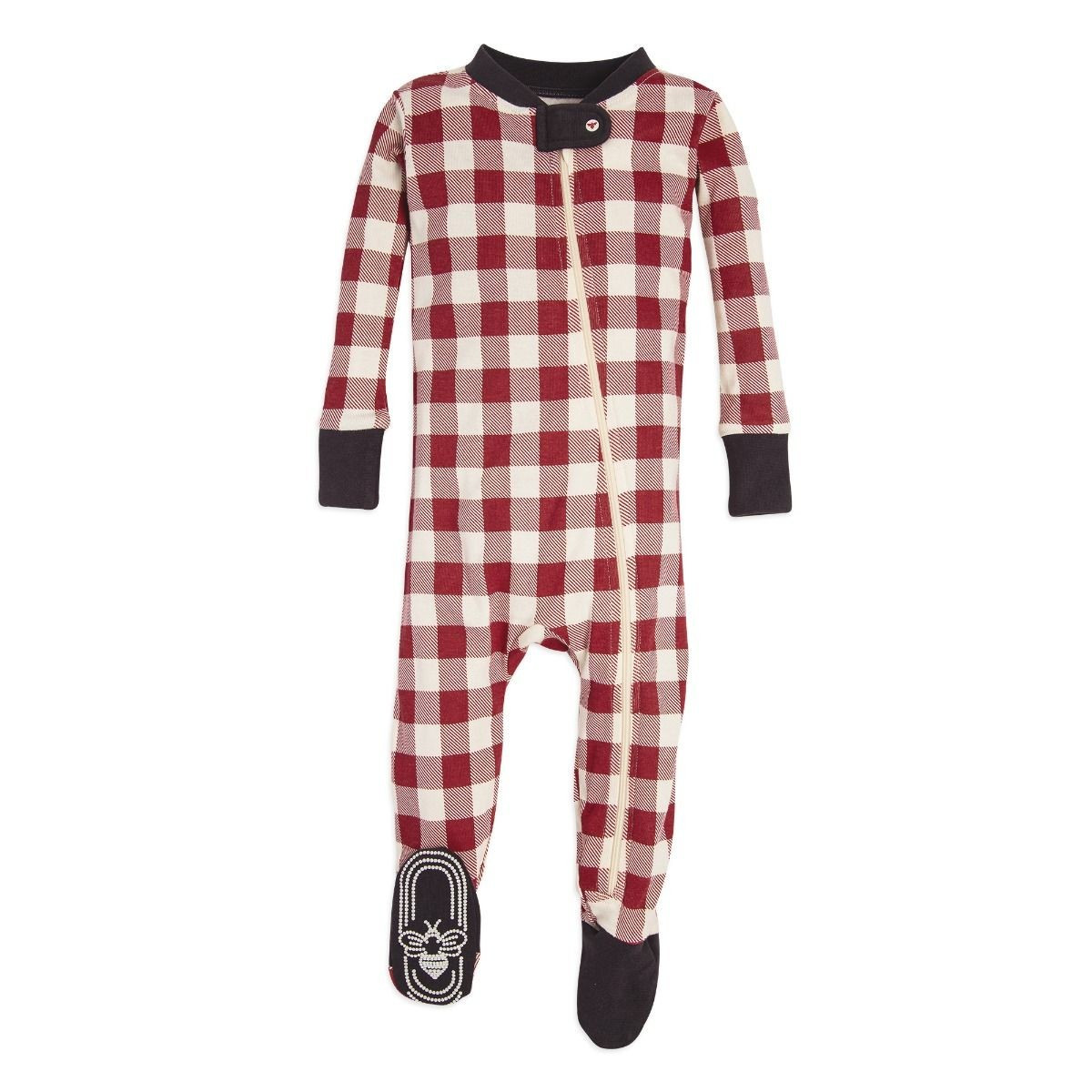 Buffalo Check Organic Baby Holiday Matching Zip Up Footed Pajamas | Burts Bees Baby