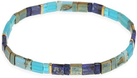 Sonateomber Tila Flat Beaded Stretch Bracelets for Women, Trendy Stackable Colorful Glass Square ... | Amazon (US)