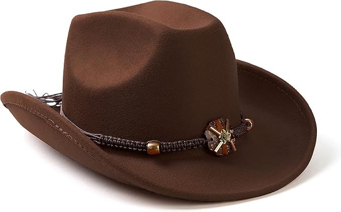 Lisianthus Men & Women's Felt Wide Brim Western Cowboy Outdoor Fedora Hats with Belt | Amazon (US)