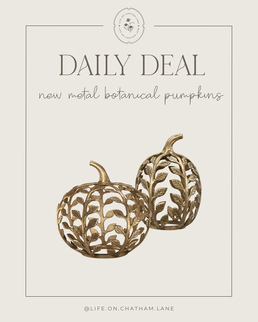 These new gold metal botanical pumpkins from @Target are so elegant!  Perfect for a shelf or console table!

#LTKHome #LTKSeasonal