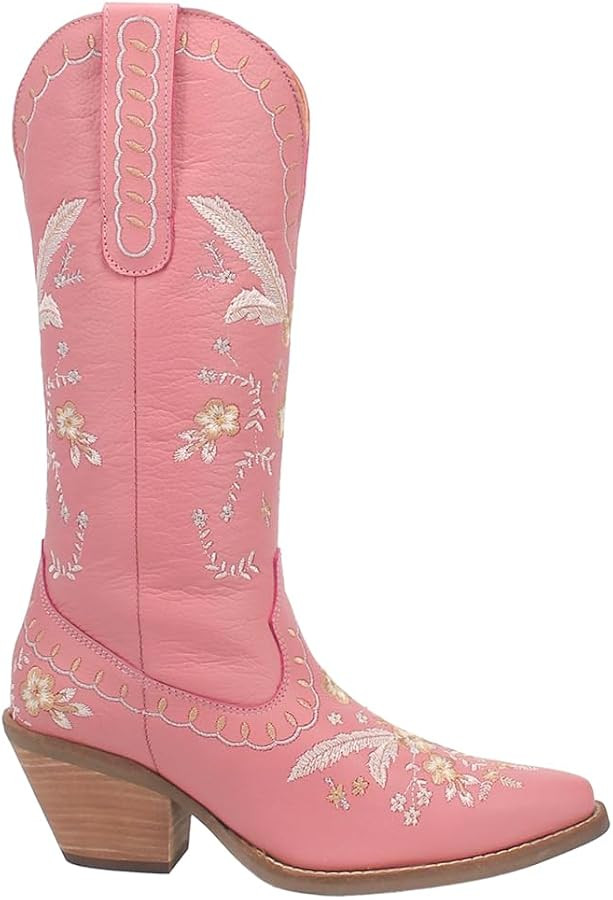 Dingo Womens Full Bloom Floral Round Toe Casual Boots Knee High Mid Heel 2-3" - Black | Amazon (US)