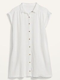 Short-Sleeve Double-Weave Mini Swing Shirt Dress for Women | Old Navy (US)
