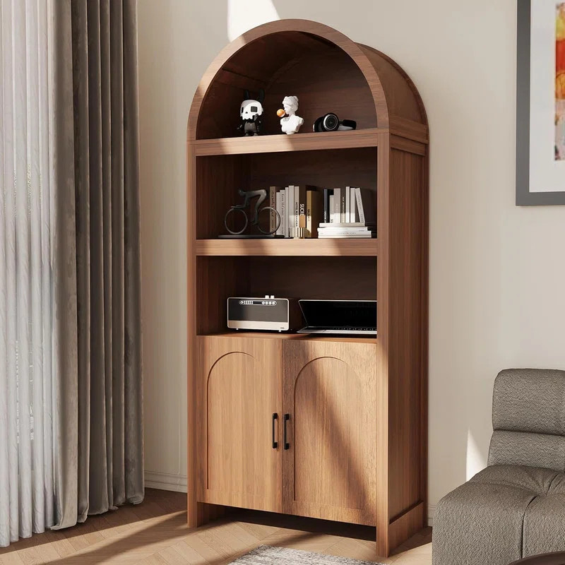 Latitude Run® 71" Arched Storage Cabinet with Fluted Doors, 5 Tier Arched Bookcase, Kitchen Pant... | Wayfair North America
