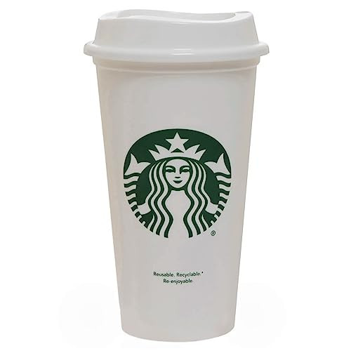 Starbucks White Reusable Plastic Travel Mug/Cup/Tumbler Grande Medium, 16oz 473ml | Amazon (US)