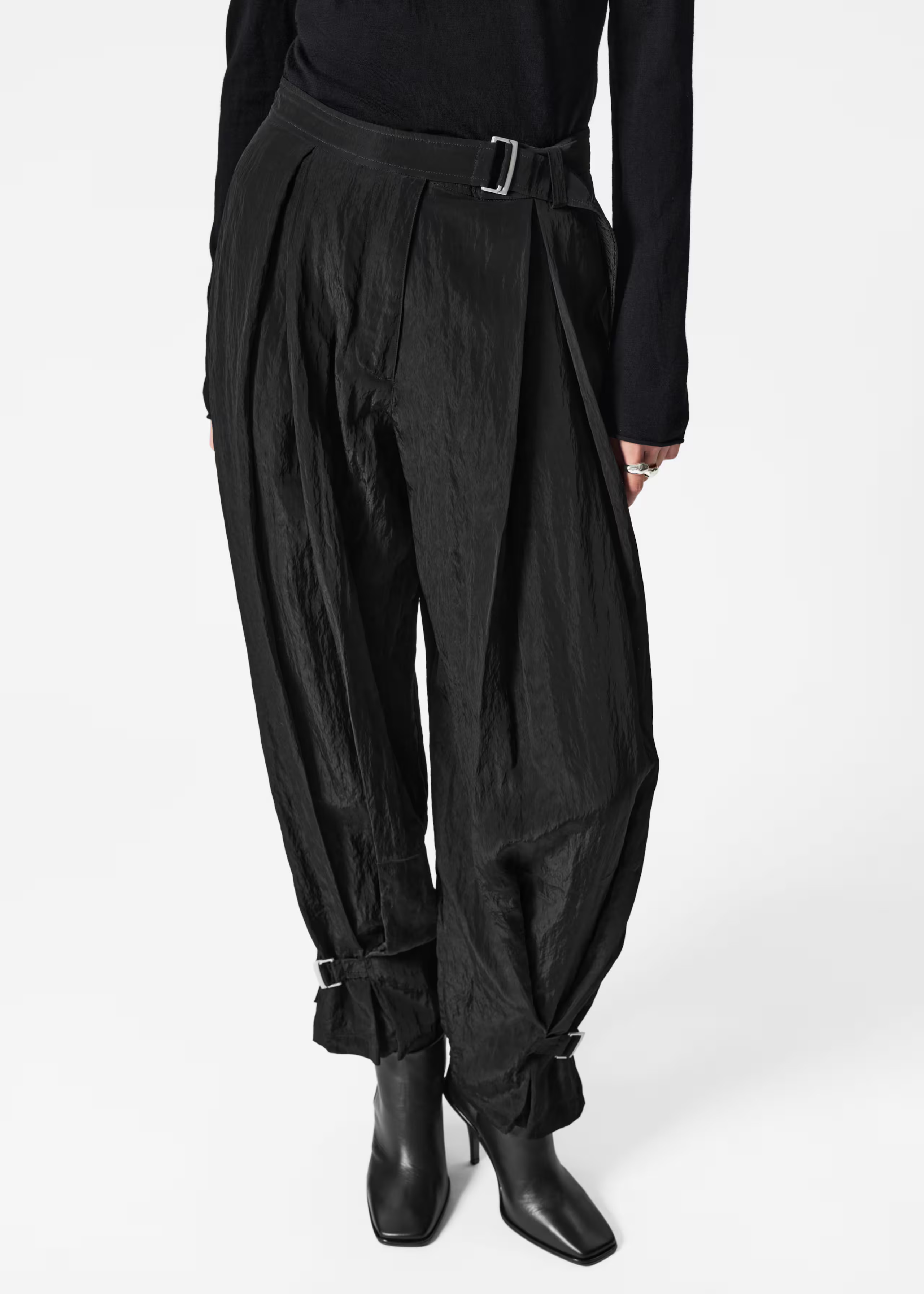 Belted Box-Pleat Trousers - Black - & Other Stories GB | & Other Stories UK