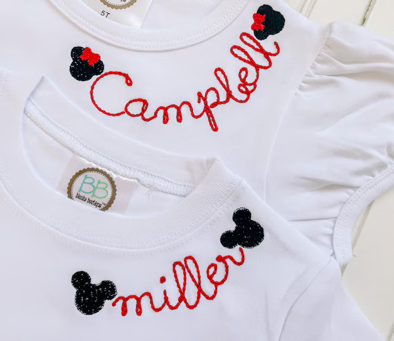 Mickey or Minnie Embroidered Tee-boys or Girls Monogrammed - Etsy | Etsy (US)