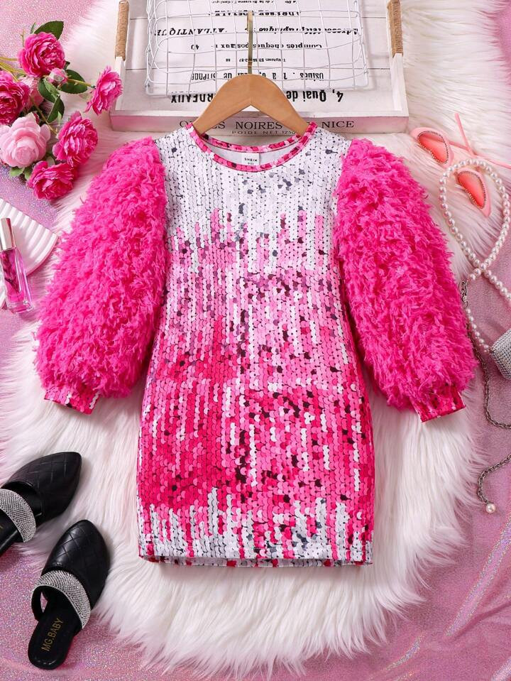 SHEIN Kids CHARMNG Little Girls' Gorgeous Party Dress With Colorful Print, Suitable For Autumn An... | SHEIN