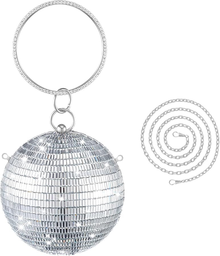 Women Disco Ball Purses Christmas Silver Disco Crystal Party Evening Clutch Purse Handbag Rhinest... | Amazon (US)