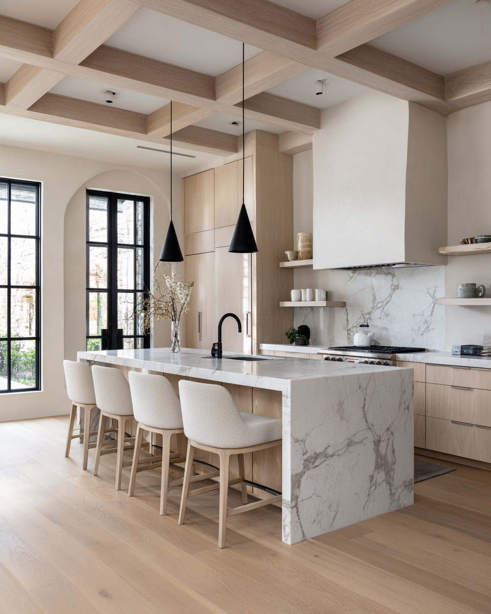 Organic modern kitchen ideas neutral aesthetic 
Kitchen island pendants, kitchen island counter stools, marble, wood, stone, floating shelves, kitchen runner, quartz countertop, black, kitchen countertop, beige, transitional, minimalist, arch, earthy, linen, kitchen decor, faucet, cabinet handles, 

#LTKHome #LTKmomlife #LTKSaleAlert
