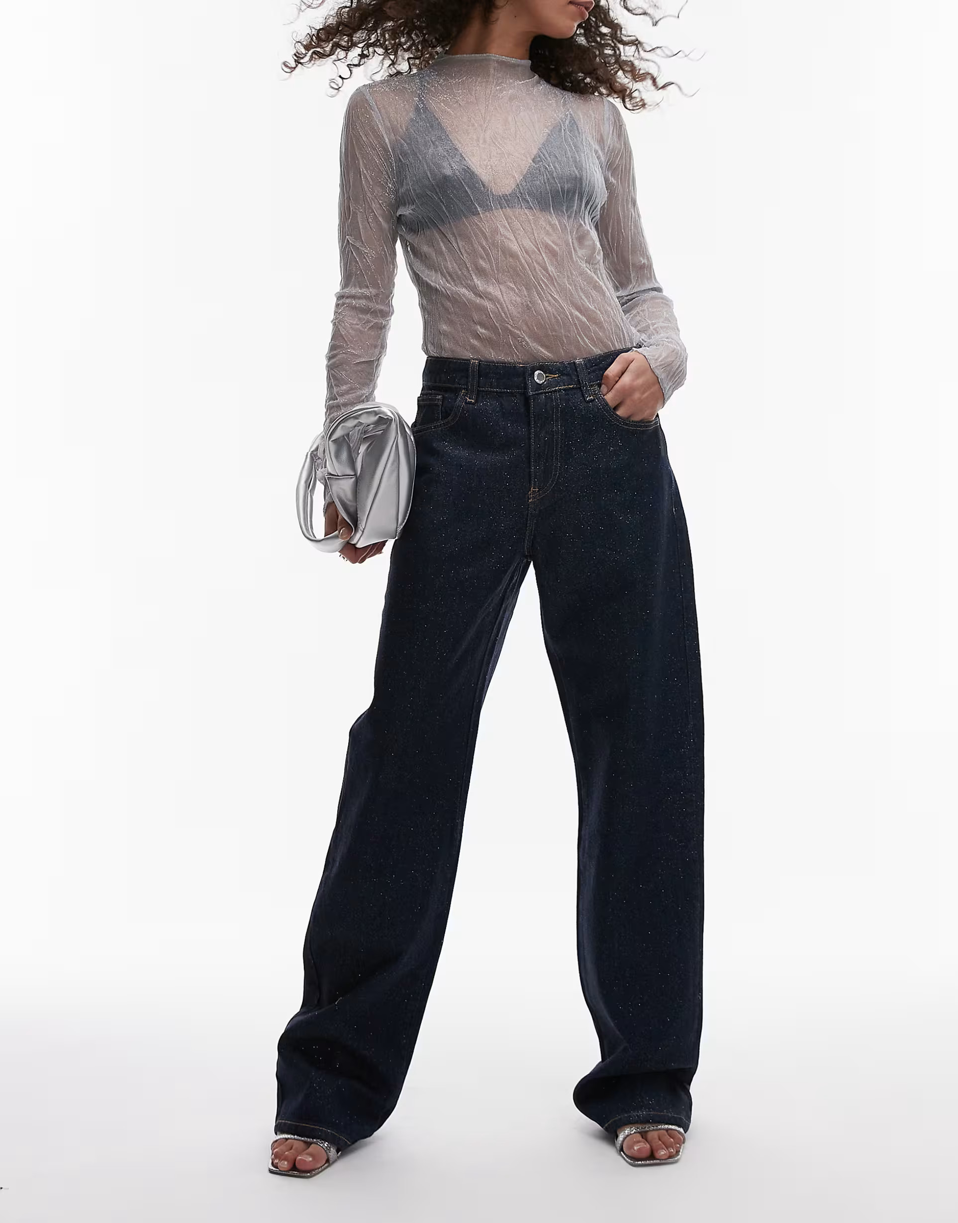 Mango Glitter front jeans in indigo blue | ASOS (Global)