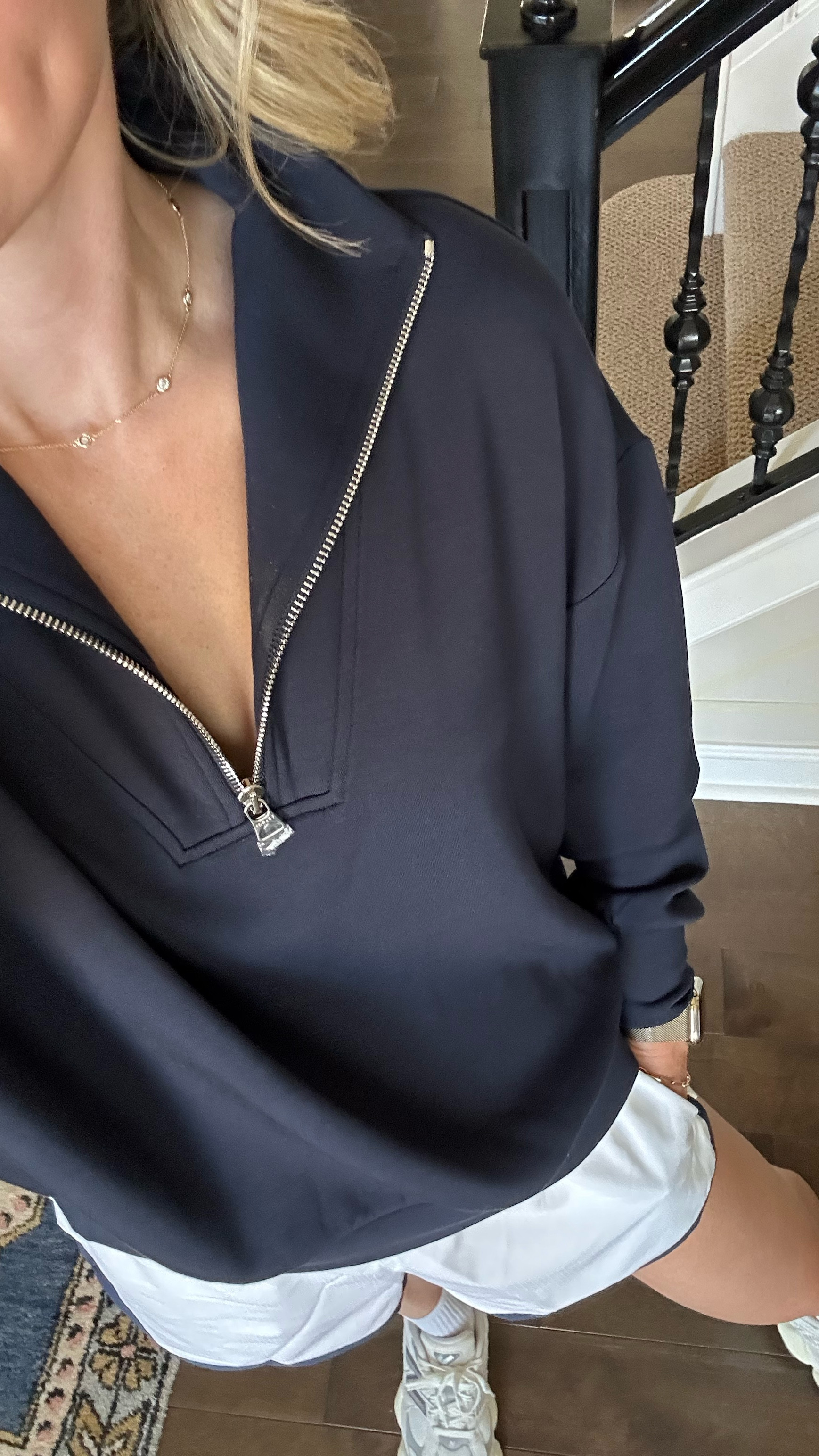 Sideline Saturday look. These new Varley shorts are so cute and come in several colors. Wearing XS in both  