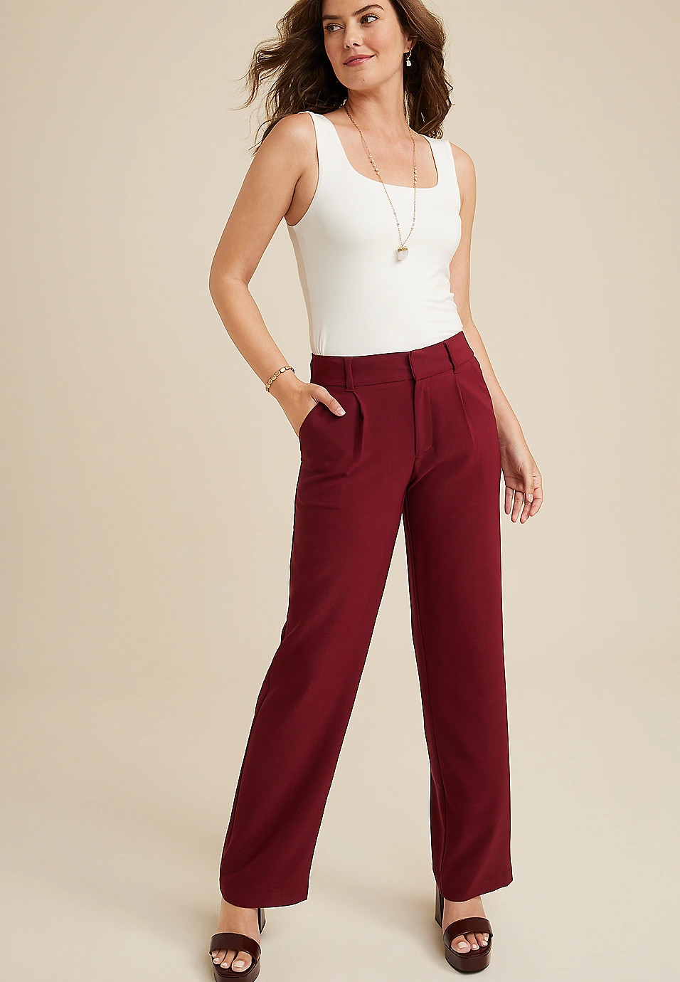 Idealist High Rise Wide Leg Dress Pant | Maurices
