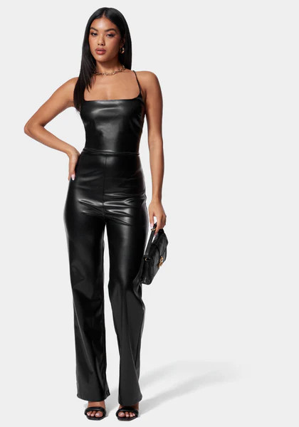 Strappy Back Straight Leg Jumpsuit | Bebe