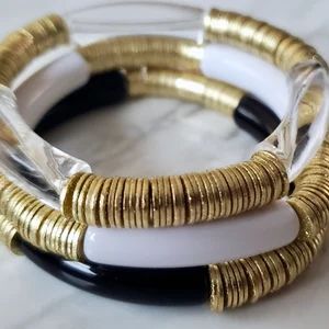 Acrylic Clear Tube Bracelet/chunky Acrylic With Gold Disc | Etsy | Etsy (US)