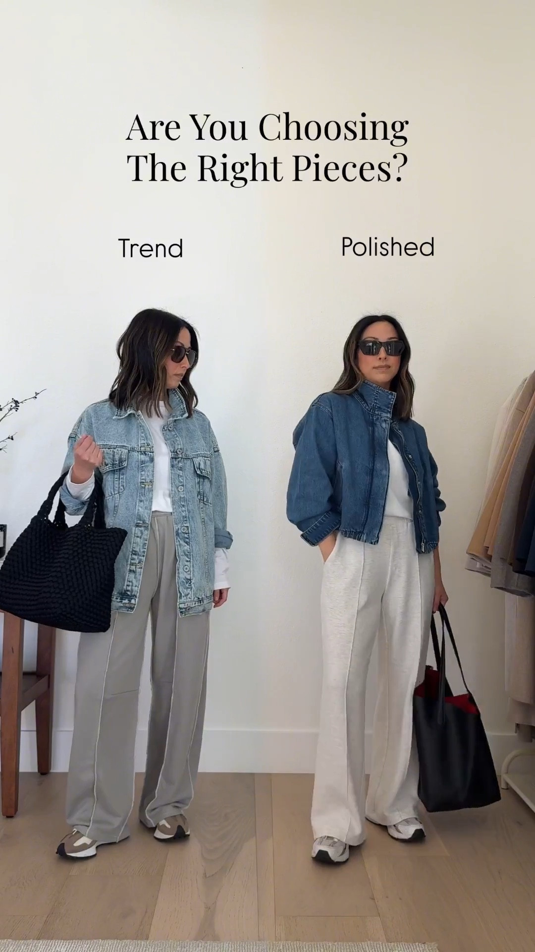 Trend vs. Polished. Are you choosing the right pieces?

Polished outfit: 

Madewell denim jacket xs - but exchanging for the small
Aritzia tee medium
Varley wide leg leisure pants xs 28" inseam
New Balance 530's size 6
Mansur Gavriel tote
YSL Sunglasses
Quince earrings
Dosey James necklace 15"

Petite style, spring style, spring outfits, athleisure, Jean jacket 

#LTKPetite #LTKmomlife #LTKootd