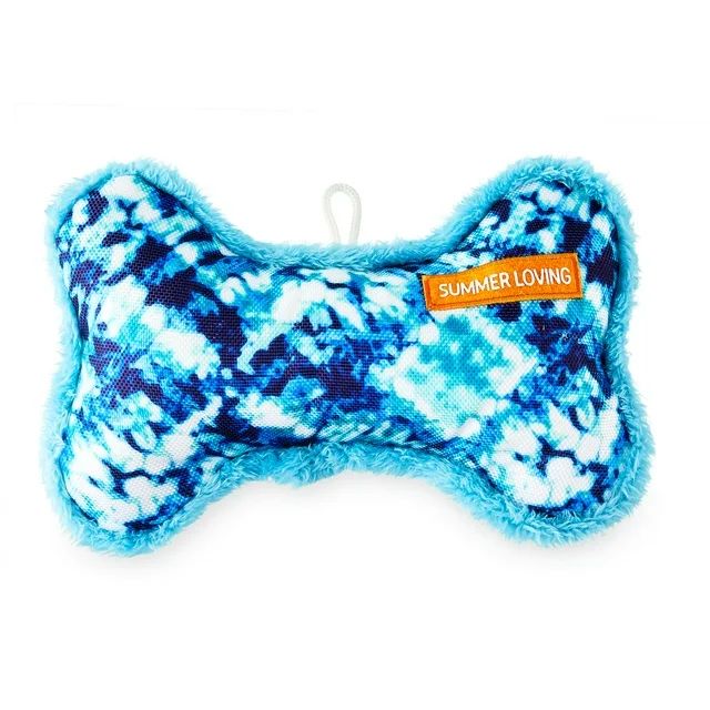 Vibrant Life Summer Loving Squeaky Plush Bone Dog Toy, Blue Tie Dye | Walmart (US)