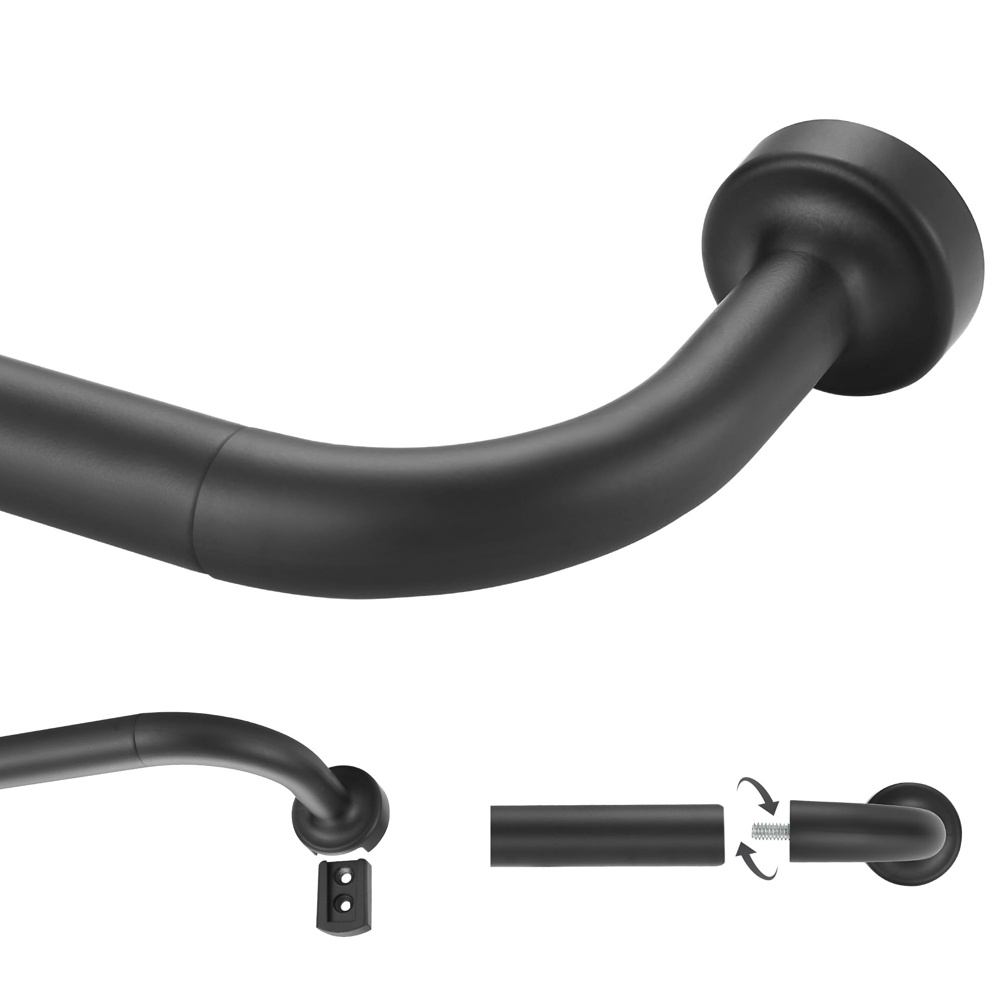 Black Curtain Rod for Windows 28 to 56 Inch, Internal Splicing 1 Inch Diameter Disc, Adjustable R... | Amazon (US)