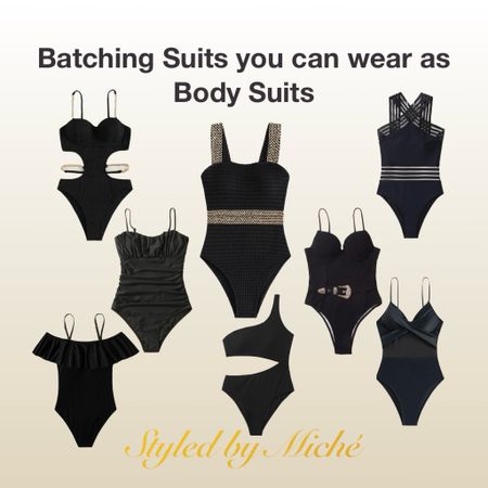 # bodysuit #swimsuit #black #gold 
#over30fashion #over40fashion 

#LTKunder100 #LTKSeasonal #LTKunder50