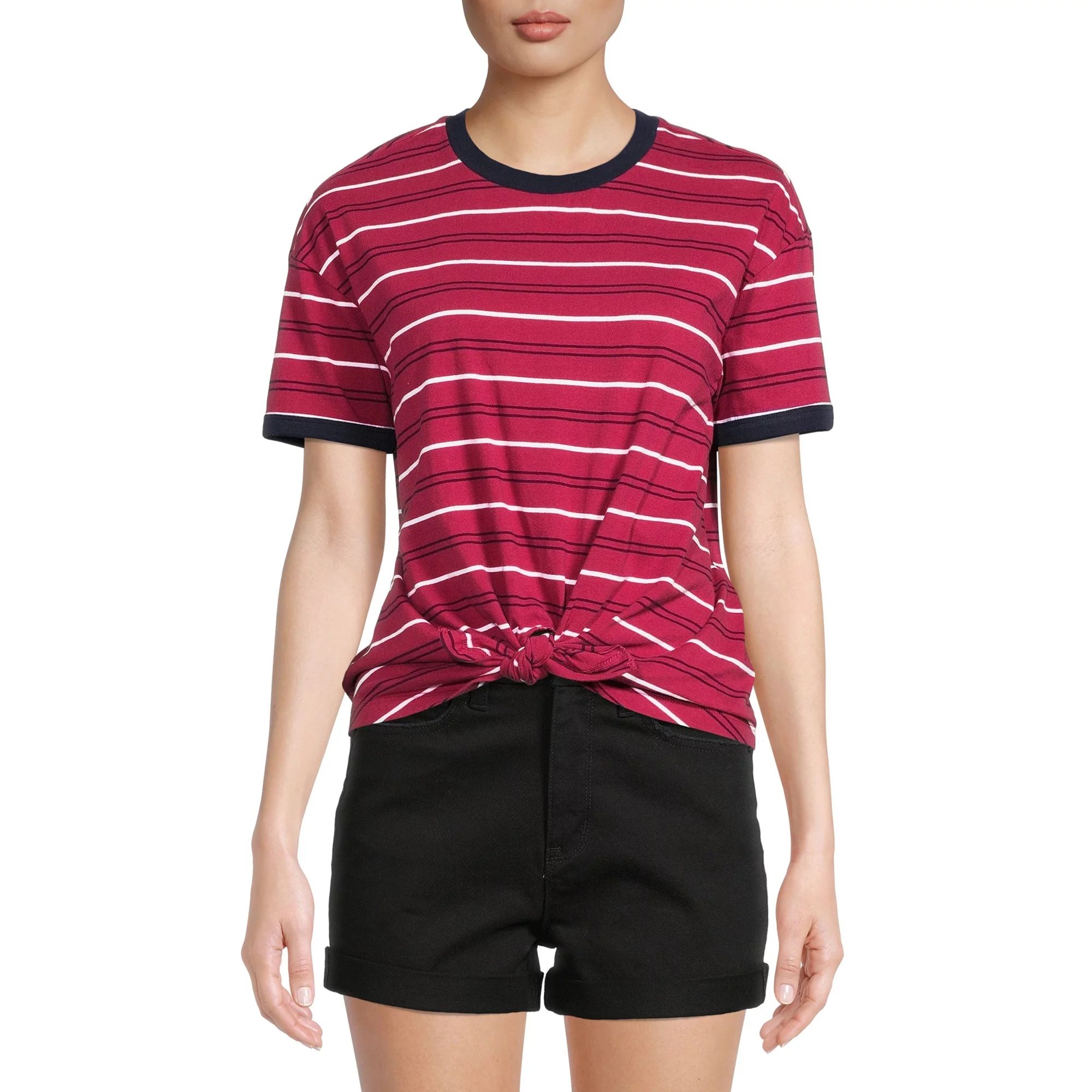 No Boundaries Juniors Ringer Stripe T-Shirt | Walmart (US)