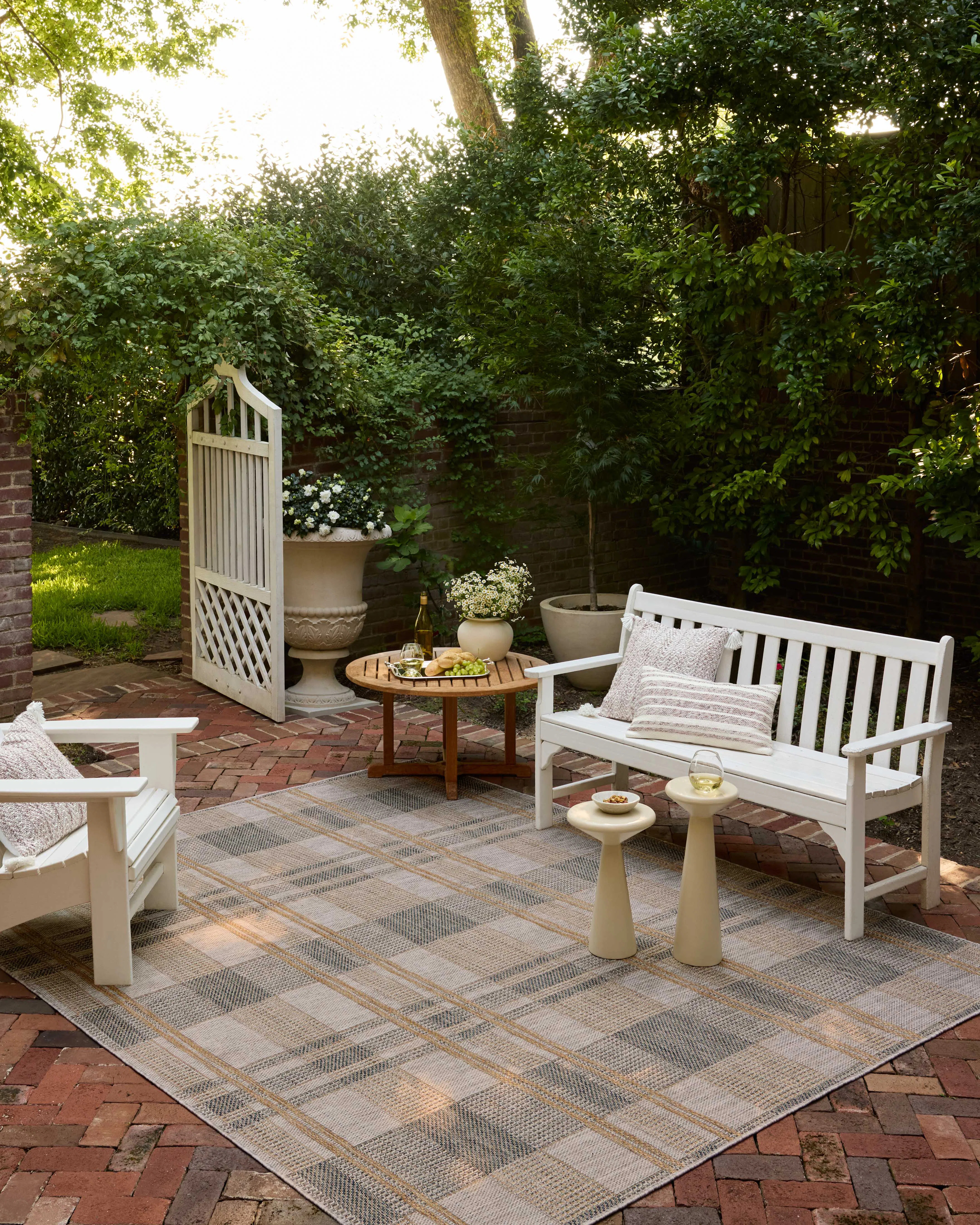 Gracie Oaks Altia Bone / Gold Indoor / Outdoor Area Rug | Wayfair North America