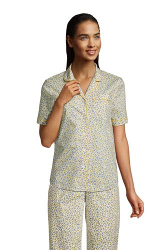 Draper James x Lands' End Women's Short Sleeve Cotton Poplin Pajama Shirt | Lands' End (US)