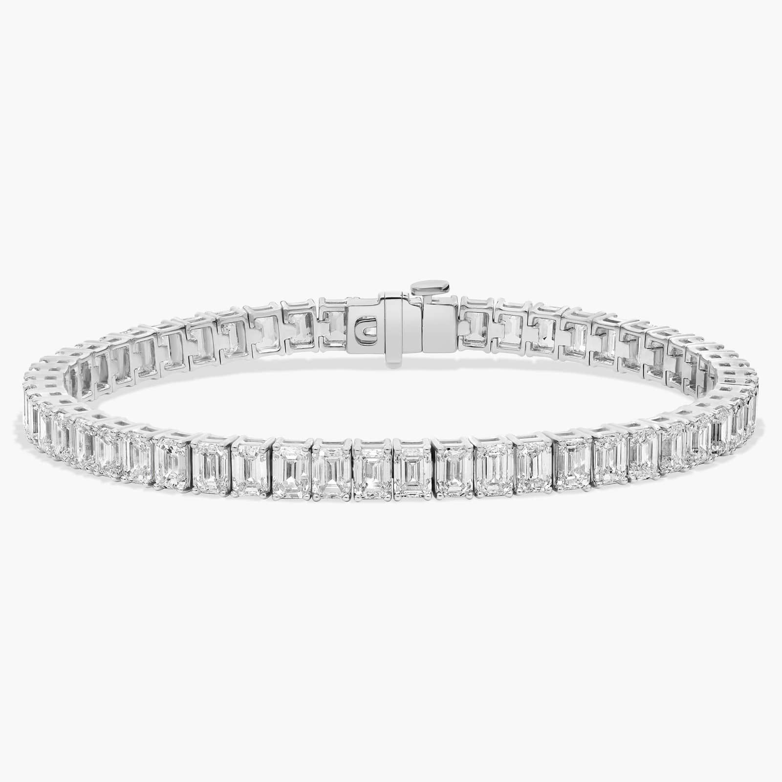 7 " Emerald Cut Lab Grown Diamond Tennis Bracelet In 14K White Gold (15 Ct. tw. - F-G / VS2-SI1) | Blue Nile