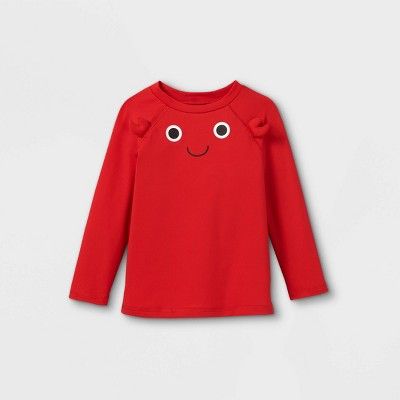 Toddler Boys' Crab Face Long Sleeve Rash Guard Swim Shirt - Cat & Jack™ Red | Target