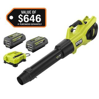 40V HP Brushless Whisper Series 190 MPH 730 CFM Cordless Battery Jet Fan Leaf Blower with (2) 4.0 Ah Batteries & Charger | The Home Depot