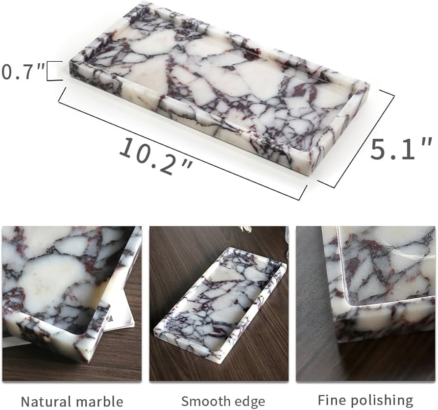 100% Natural Luxury Calaccata Viola Marble Small Hand Towel Tray Holder Organizer, Makeup Bathroo... | Amazon (US)