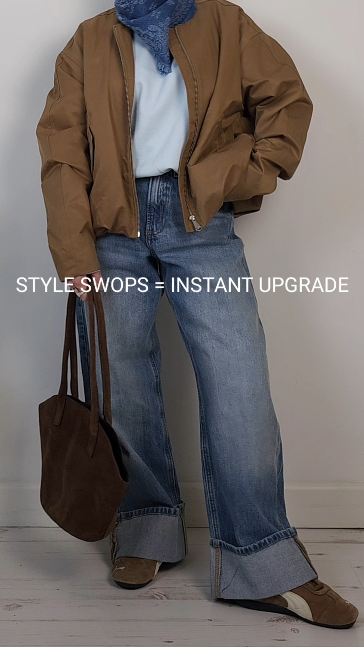 Simple swops to upgrade your style for Spring.Wide leg turn up jeans - bomber jacket - blue bandana scarf

#LTKuk #LTKspring #LTKstyletip