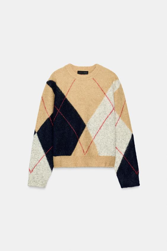 ARGYLE KNIT JUMPER | Zara UK