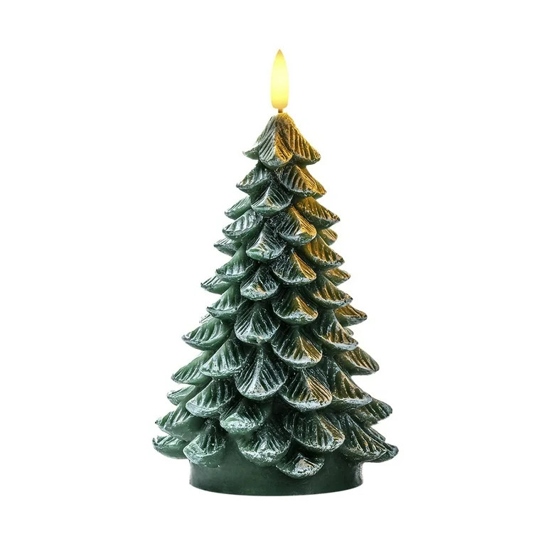1 Pc Christmas Tree Candles with 6 Hours Timer, Waxy LED Flameless Candles Flickering, Green Elec... | Walmart (US)