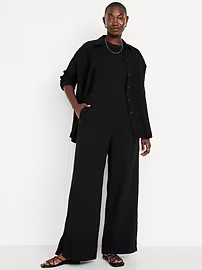 High-Waisted Crinkle Gauze Wide-Leg Pants | Old Navy (US)