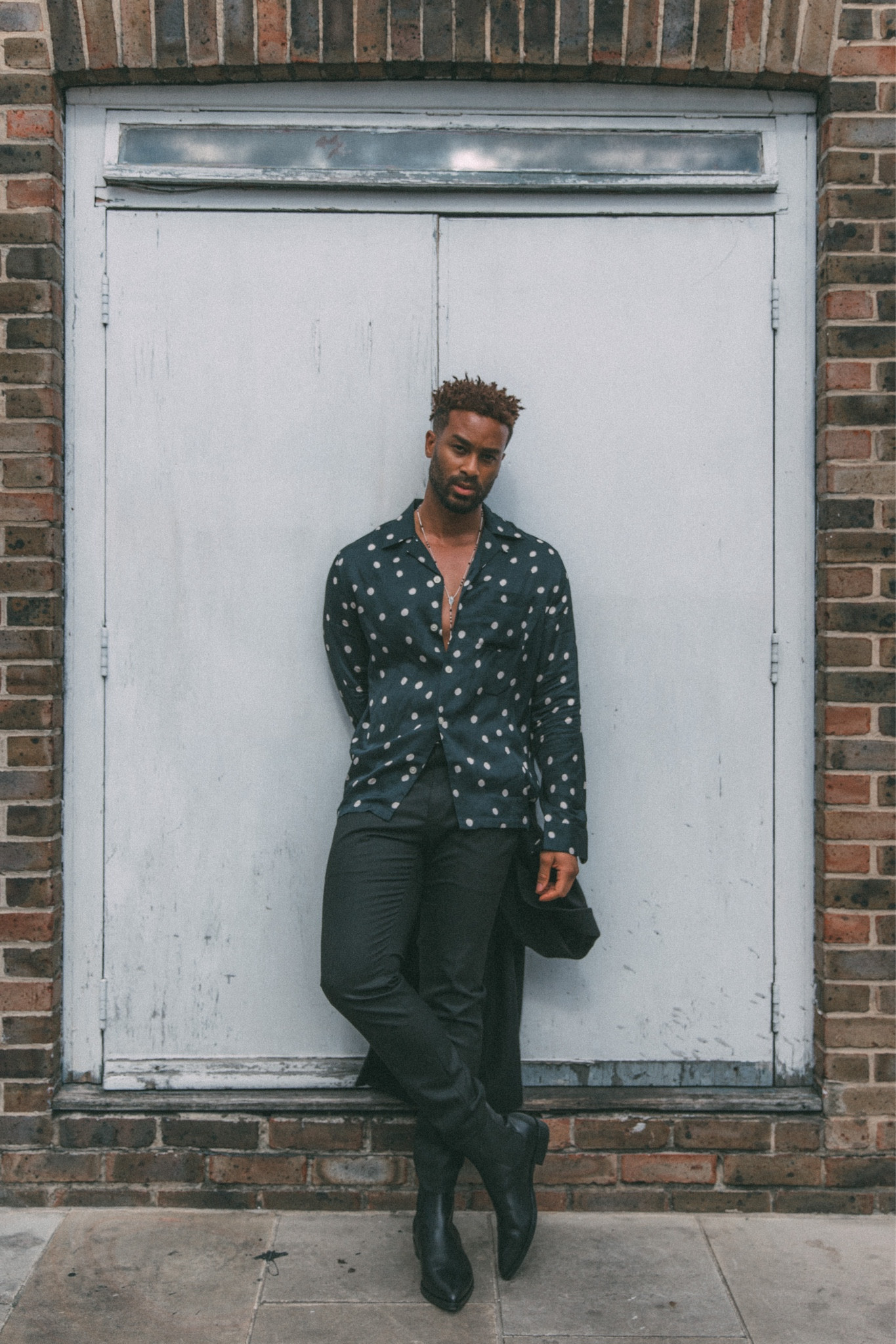 All Saints X Teddy Soares 
Men’s fashion, polka dot shirt, all saints shirt, men’s accessories, all black outfit, Street style, men’s outfit inspo, autumnal fashion, transitional outfit, men’s styling, 

#LTKSeasonal #LTKeurope #LTKstyletip