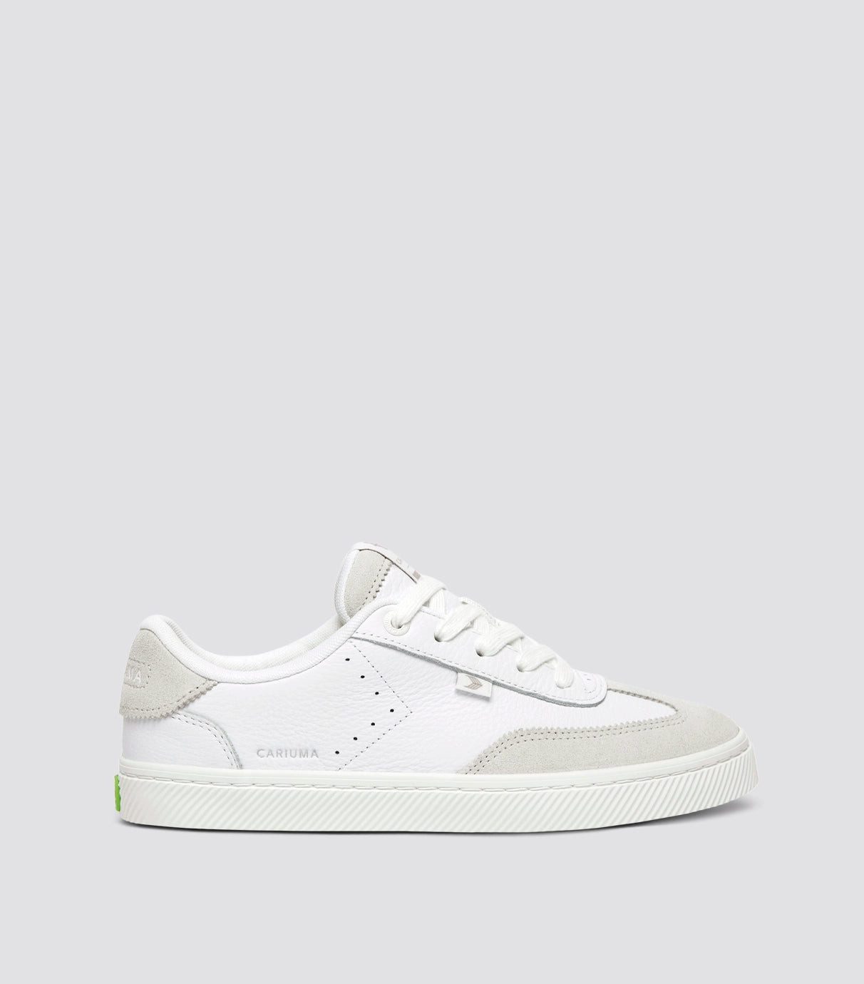 Women's White Premium Leather & Smoke White Suede Low Top Sneakers | Toca | Cariuma