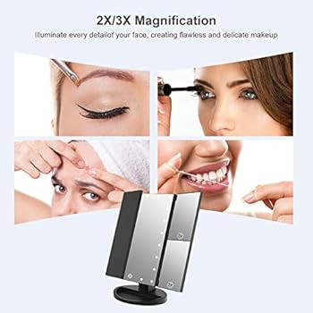 WEILY Makeup Mirror with 21 LED Lights,Two Power Supply, Touch Screen and 1x/2x/3x Magnification ... | Amazon (US)