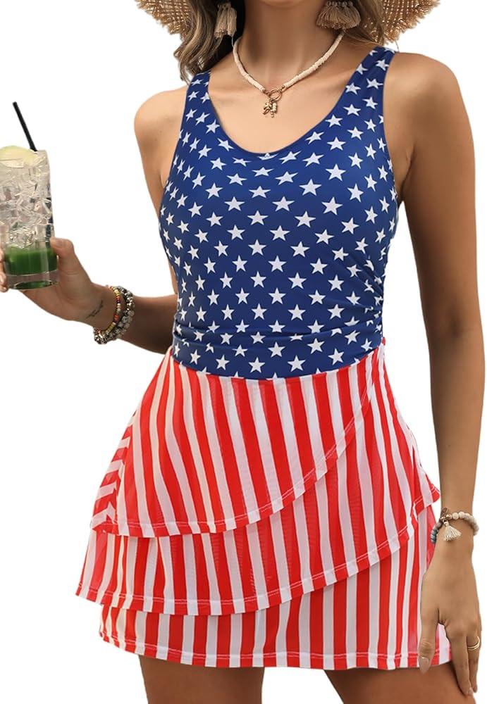 VIMPUNEC Women One Piece Swim Dress Swimsuit Tummy Control Modest Swim Skirt Bathing Suit | Amazon (US)